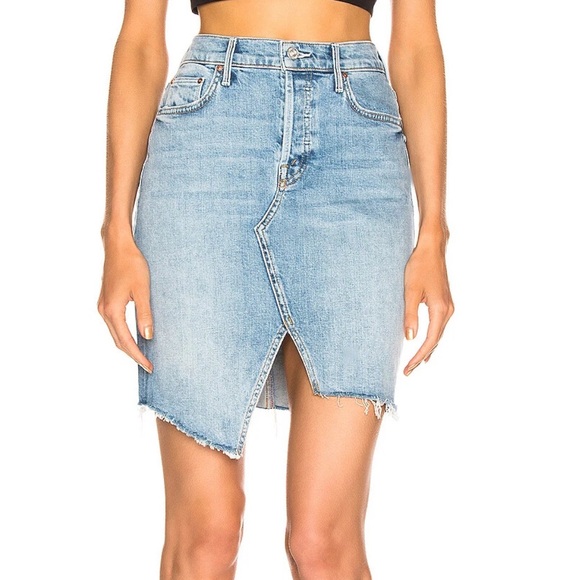 Mother Mini Fray Denim Skirt Tomcat Slide in The Problem w Miracles Size 31 - Picture 1 of 14